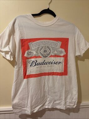Budweiser White Tee with Red Label Graphic